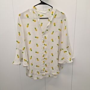 Lush Pineapple Sheer Top Shirt Size Medium